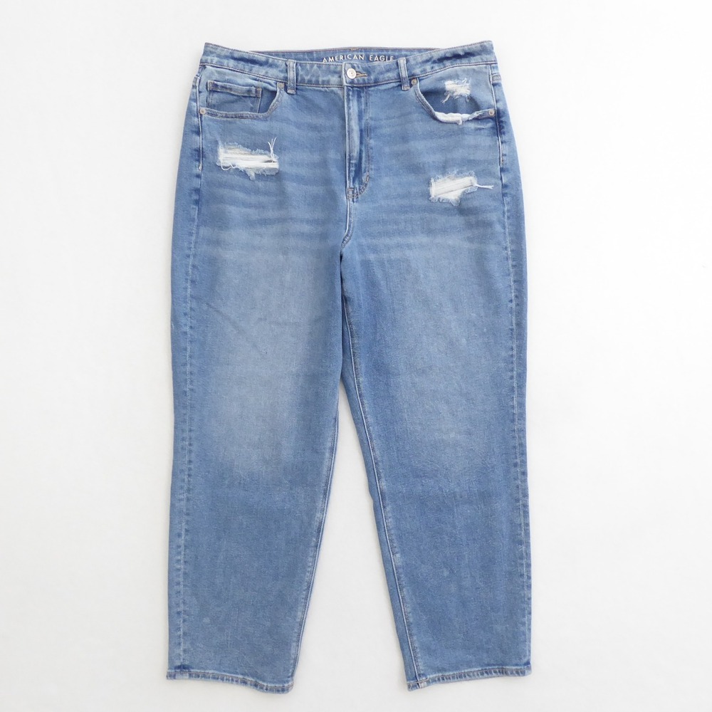 American Eagle Outfitters Light Wash Distressed Straight Leg Jeans